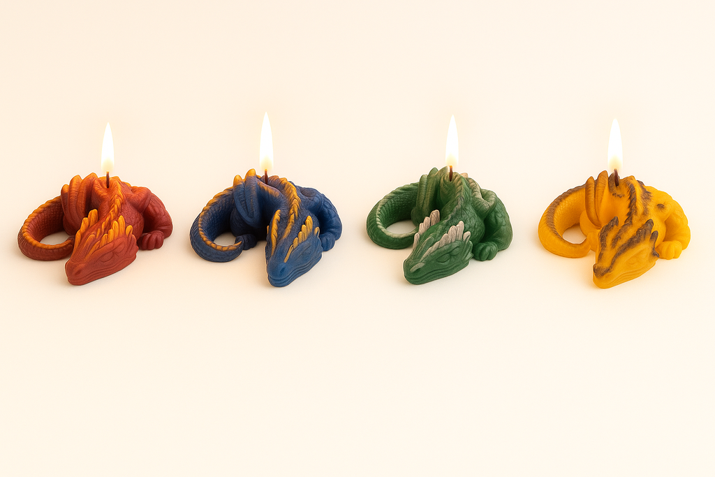 Harry Potter Four House Dragons Candles – Gryffindor, Slytherin, Ravenclaw &amp; Hufflepuff Inspired